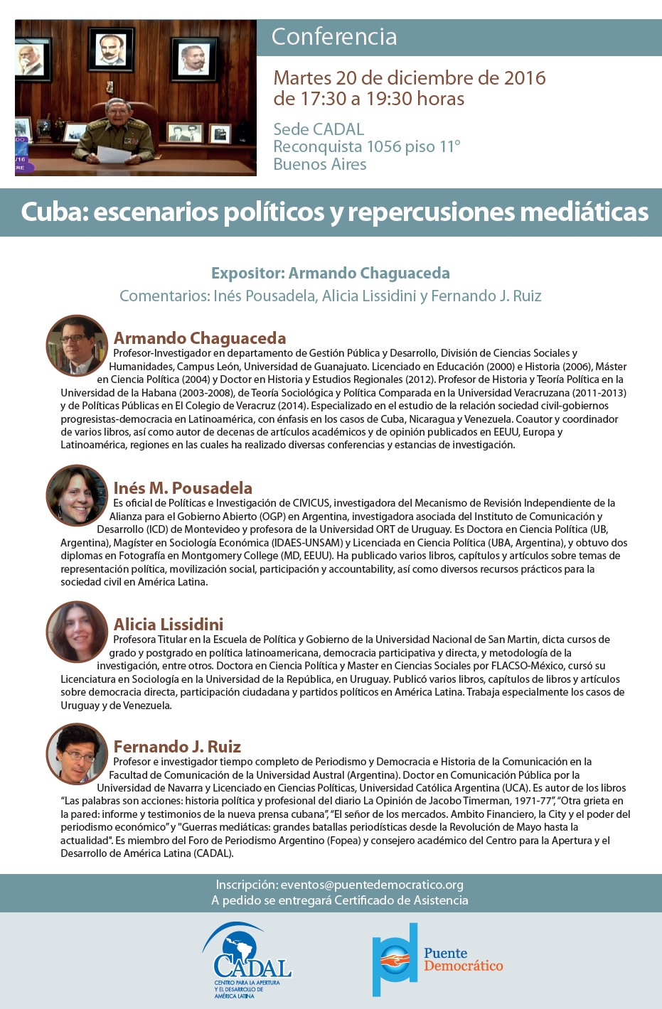 Conferencia - Cuba: escenarios políticos y repercusiones mediáticas
