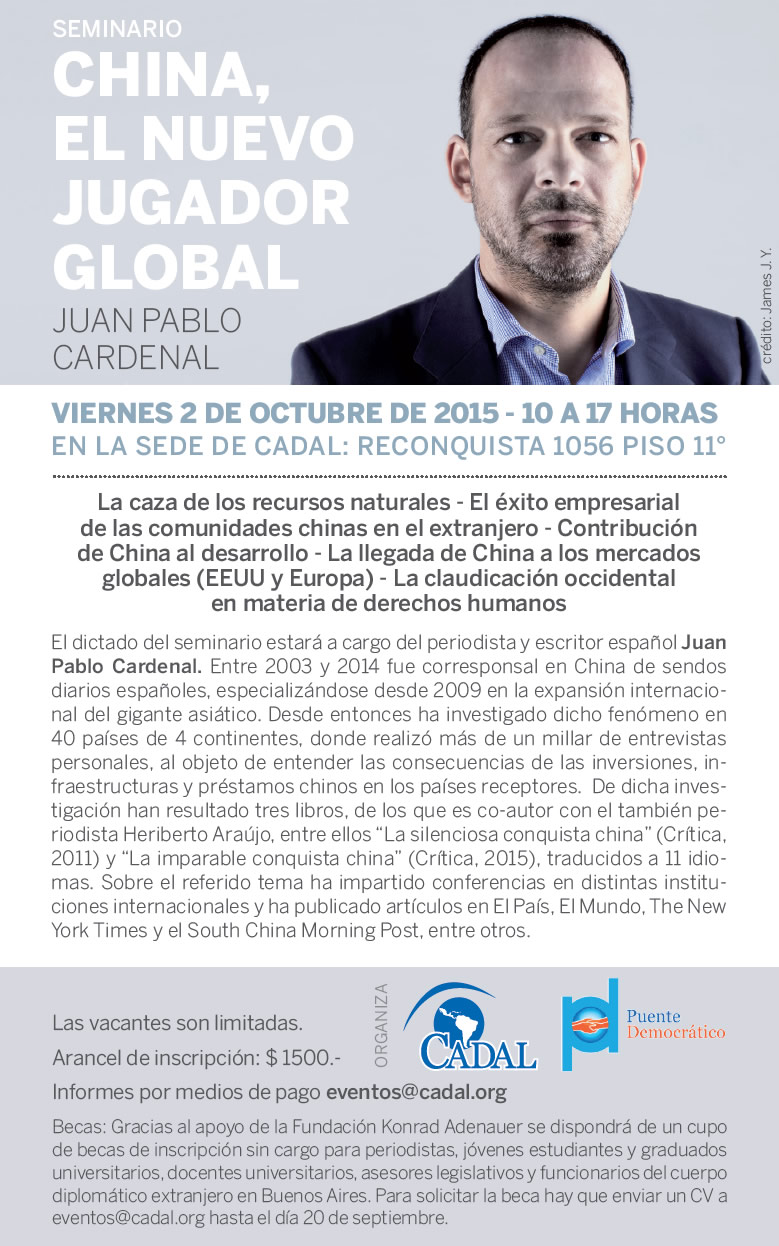 Seminario: «China, el nuevo jugador global» a cargo de Juan Pablo Cardenal.