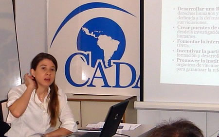 Micaela Hierro Dori, responsable del Proyecto Diálogo con la Sociedad Civil en la sede de CADAL