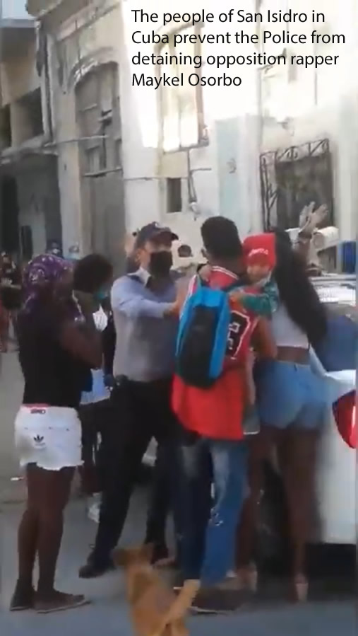 The people of San Isidro in Cuba prevent the Police from detaining opposition rapper Maykel Osorbo