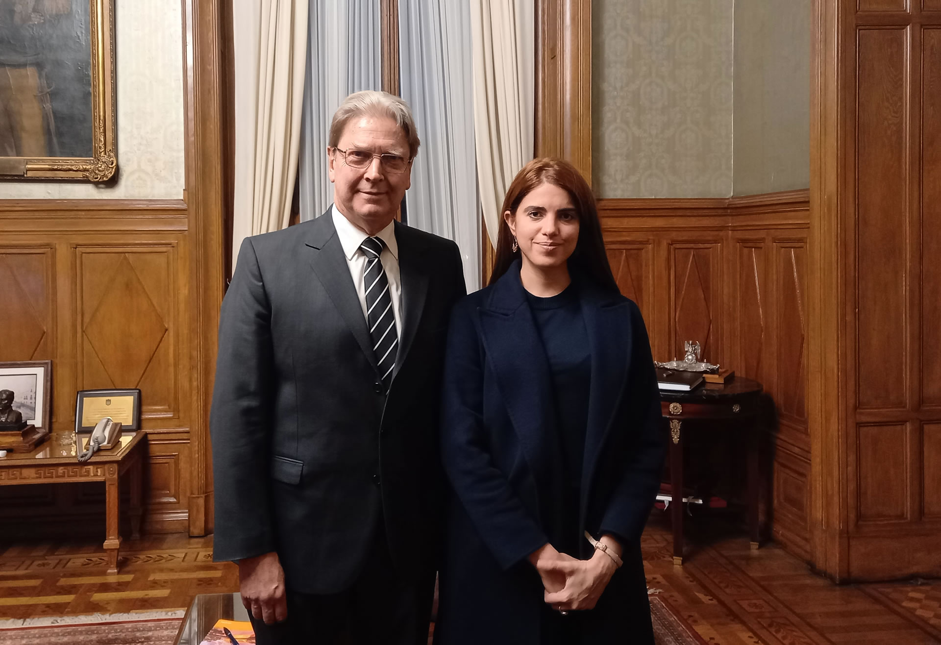 Carolina Barrero with the President of the House of Representatives Ope Pasquet