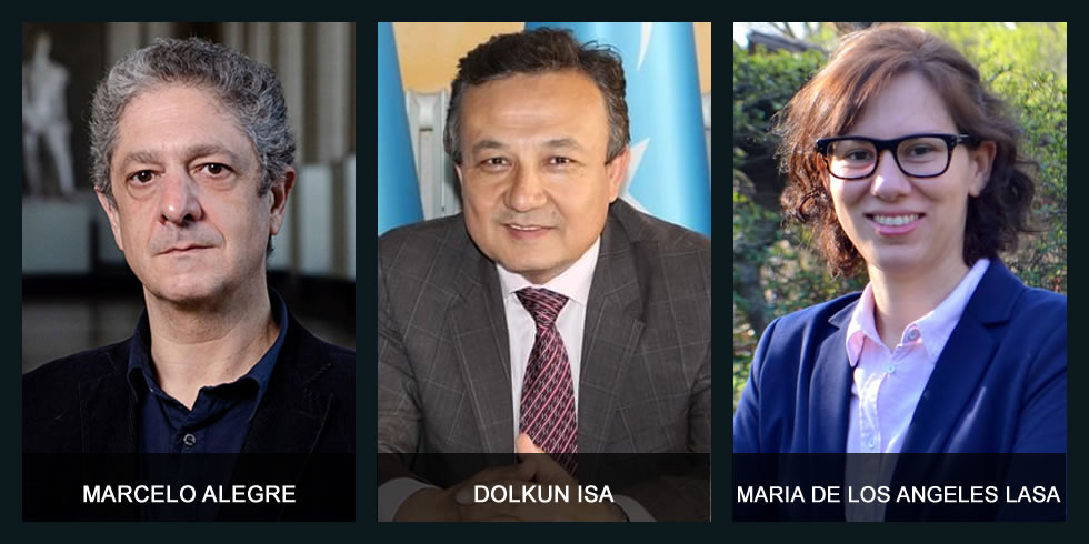 Marcelo Alegre, Dolkun Isa y María de los Ángeles Lasa