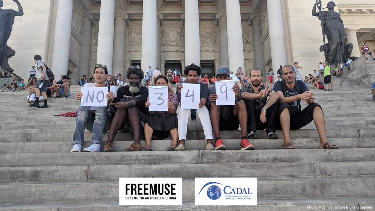 Protesta contra el Decreto 349 en el Capitolio de La Habana