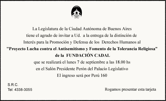 Invitación de Legislatura de la Ciudad Autónoma de Buenos Aires