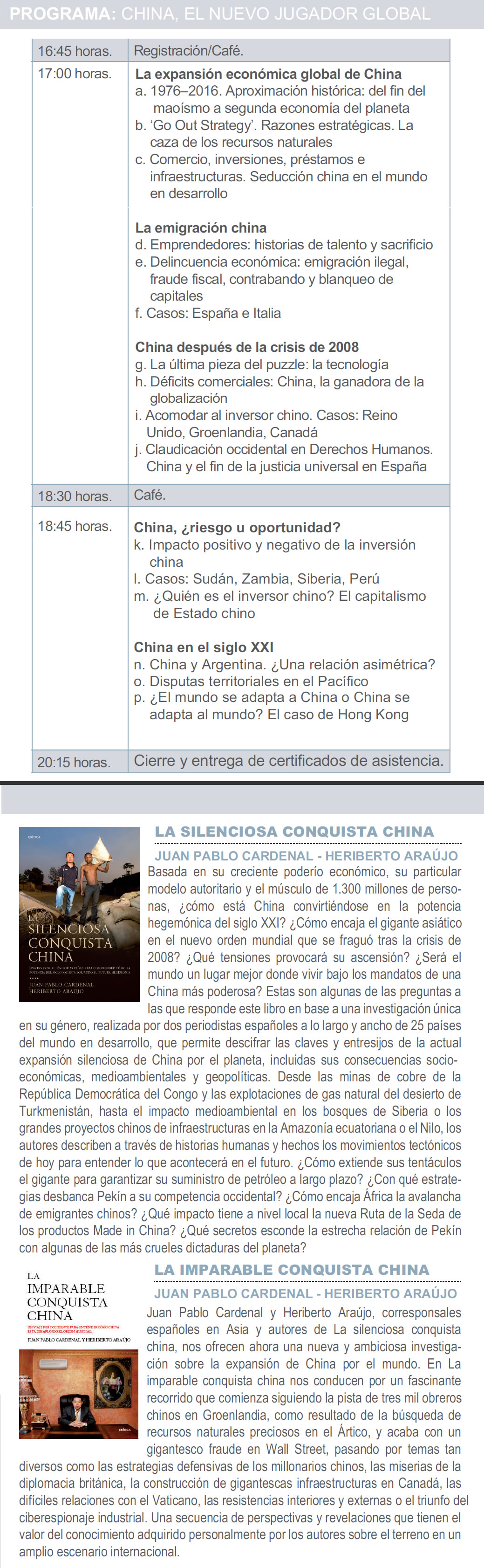 SEMINARIO: CHINA, EL NUEVO JUGADOR GLOBAL