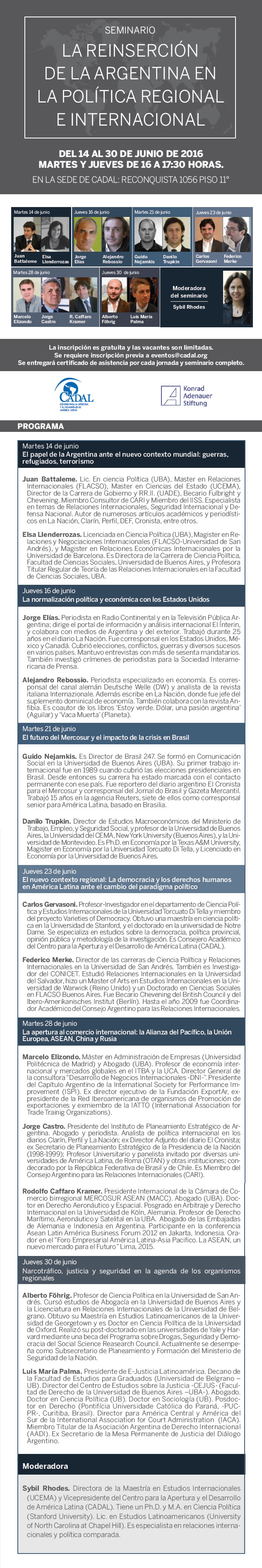 SEMINARIO: La reinserción de la Argentina en la política regional e internacional