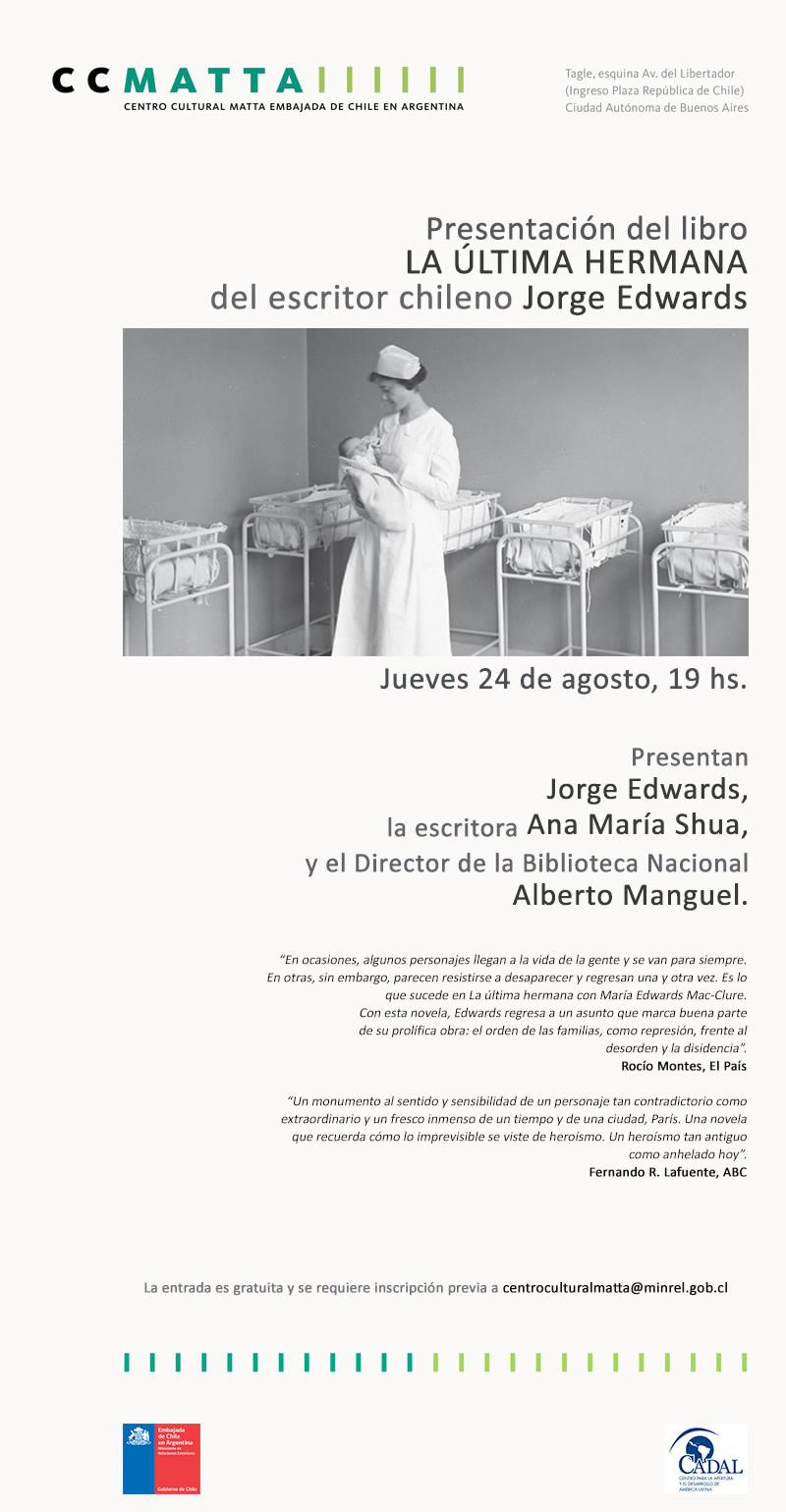Presentación del libro LA ÚLTIMA HERMANA del escritor chileno Jorge Edwards