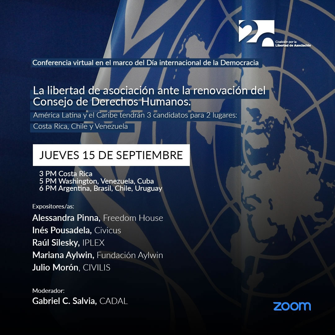 La libertad de asociación ante la renovación del Consejo de Derechos Humanos. América Latina y el Caribe tendrán 3 candidatos para 2 lugares: Costa Rica, Chile y Venezuela