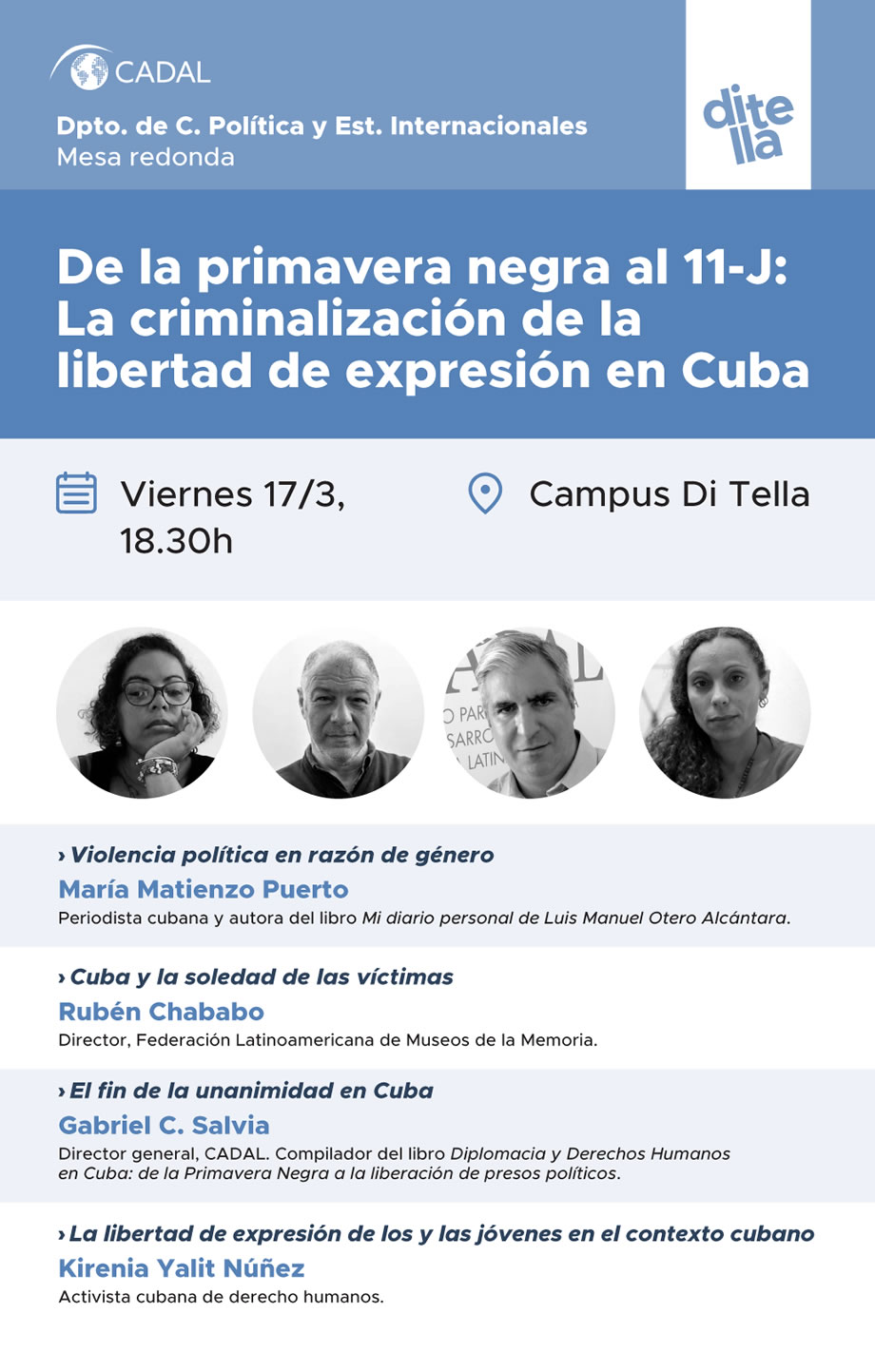 Mesa redonda: De la primavera negra al 11-J: la criminalización de la libertad de expresión en Cuba