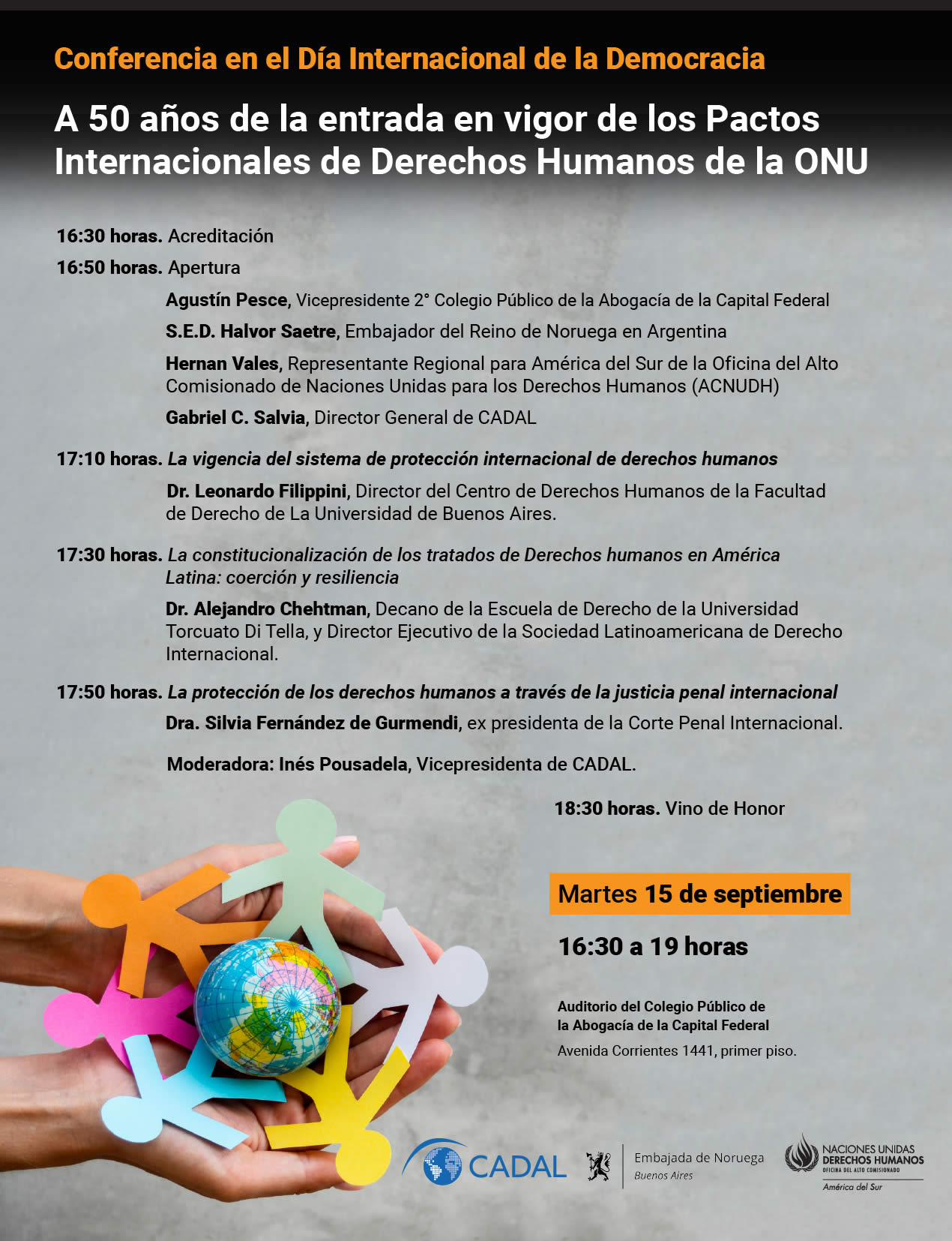 Conferencia en el Día Internacional de la Democracia: A 50 años de la entrada en vigor de los Pactos Internacionales de Derechos Humanos de la ONU